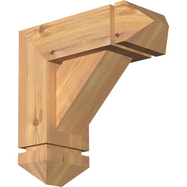 Ekena Millwork Traditional Arts and Crafts Smooth Bracket w/ Offset Brace, Western Red Cedar, 5 1/2"W x 14"D x 14"H BKT0604X14X14TRA03SWR - main
